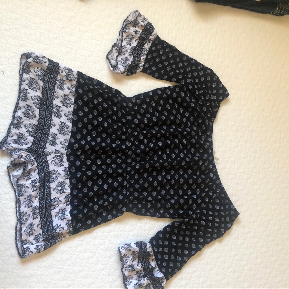 Black and white flare sleeve romper